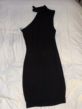 Naked wardrobe Black cutout asymmetrical One-Shoulder Sheath mini Dress - Women